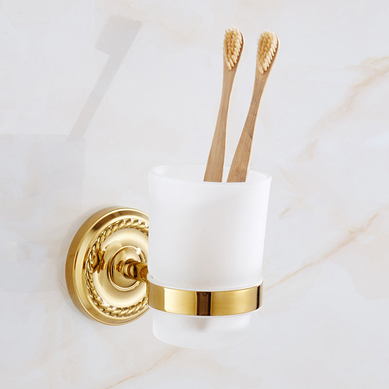 Traditional Golden Bath Hardware Set Copper Bathroom Accessory Kit Toothbrush Holder (Single Cup) Clearhalo 'Bathroom Hardware Sets' 'Bathroom Hardware' 'Bathroom Remodel & Bathroom Fixtures' 'bathroom_hardware_sets' 'Home Improvement' 'home_improvement' 'home_improvement_bathroom_hardware_sets' 6897235