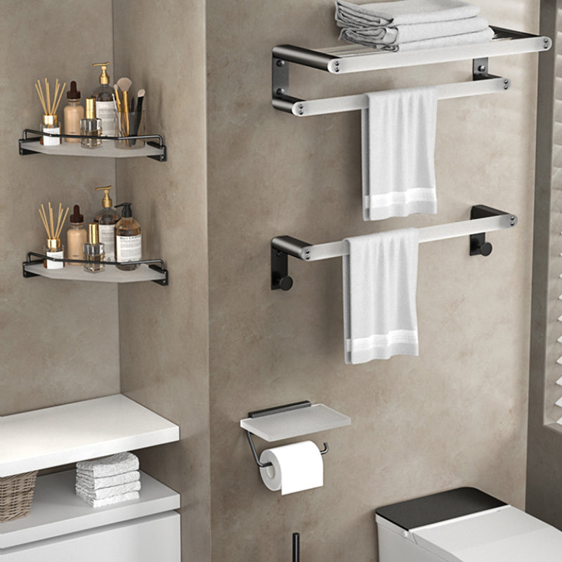 Modern Bathroom Accessory Set Bath Shelf Towel Bar Black Bath Hardware Set Clearhalo 'Bathroom Hardware Sets' 'Bathroom Hardware' 'Bathroom Remodel & Bathroom Fixtures' 'bathroom_hardware_sets' 'Home Improvement' 'home_improvement' 'home_improvement_bathroom_hardware_sets' 6897238