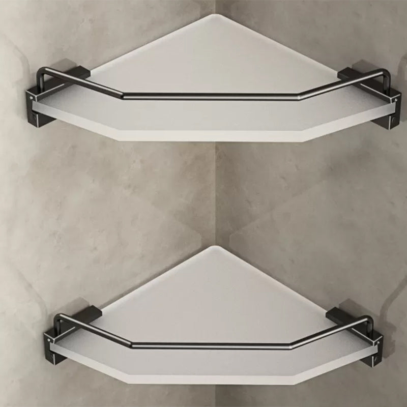Modern Bathroom Accessory Set Bath Shelf Towel Bar Black Bath Hardware Set 2-Piece Set (Triangular Bath Shelf) Clearhalo 'Bathroom Hardware Sets' 'Bathroom Hardware' 'Bathroom Remodel & Bathroom Fixtures' 'bathroom_hardware_sets' 'Home Improvement' 'home_improvement' 'home_improvement_bathroom_hardware_sets' 6897246
