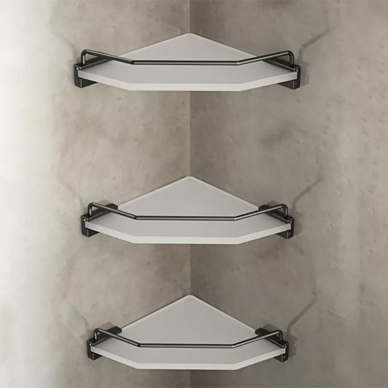 Modern Bathroom Accessory Set Bath Shelf Towel Bar Black Bath Hardware Set 3-Piece Set (Triangle Bath Shelf) Clearhalo 'Bathroom Hardware Sets' 'Bathroom Hardware' 'Bathroom Remodel & Bathroom Fixtures' 'bathroom_hardware_sets' 'Home Improvement' 'home_improvement' 'home_improvement_bathroom_hardware_sets' 6897254