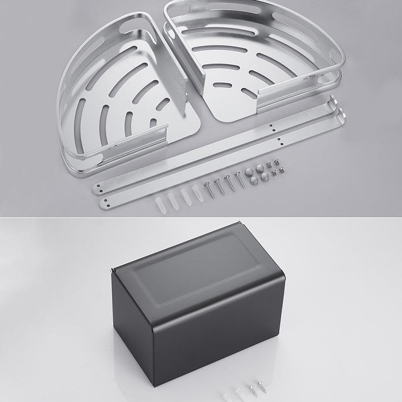 5-Piece Bathroom Accessory Set Alumimun Bath Shelf/Towel Bar Included Bathroom Set Clearhalo 'Bathroom Hardware Sets' 'Bathroom Hardware' 'Bathroom Remodel & Bathroom Fixtures' 'bathroom_hardware_sets' 'Home Improvement' 'home_improvement' 'home_improvement_bathroom_hardware_sets' 6897297