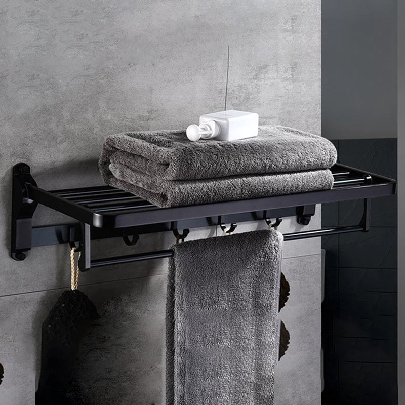 Modern 5/6-Piece Bathroom Accessory Set with Bath Shelf/Robe Hooks/Towel Bar Clearhalo 'Bathroom Hardware Sets' 'Bathroom Hardware' 'Bathroom Remodel & Bathroom Fixtures' 'bathroom_hardware_sets' 'Home Improvement' 'home_improvement' 'home_improvement_bathroom_hardware_sets' 6897326