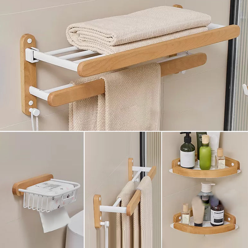 Modern Natural Bathroom Accessory As Individual Or As a Set in Solid Wood Natural 5-Piece Set (Toilet Paper Holder) Clearhalo 'Bathroom Hardware Sets' 'Bathroom Hardware' 'Bathroom Remodel & Bathroom Fixtures' 'bathroom_hardware_sets' 'Home Improvement' 'home_improvement' 'home_improvement_bathroom_hardware_sets' 6897435