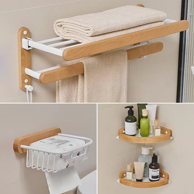 Modern Natural Bathroom Accessory As Individual Or As a Set in Solid Wood Natural 4-Piece Set (Toilet Paper Holder) Clearhalo 'Bathroom Hardware Sets' 'Bathroom Hardware' 'Bathroom Remodel & Bathroom Fixtures' 'bathroom_hardware_sets' 'Home Improvement' 'home_improvement' 'home_improvement_bathroom_hardware_sets' 6897437