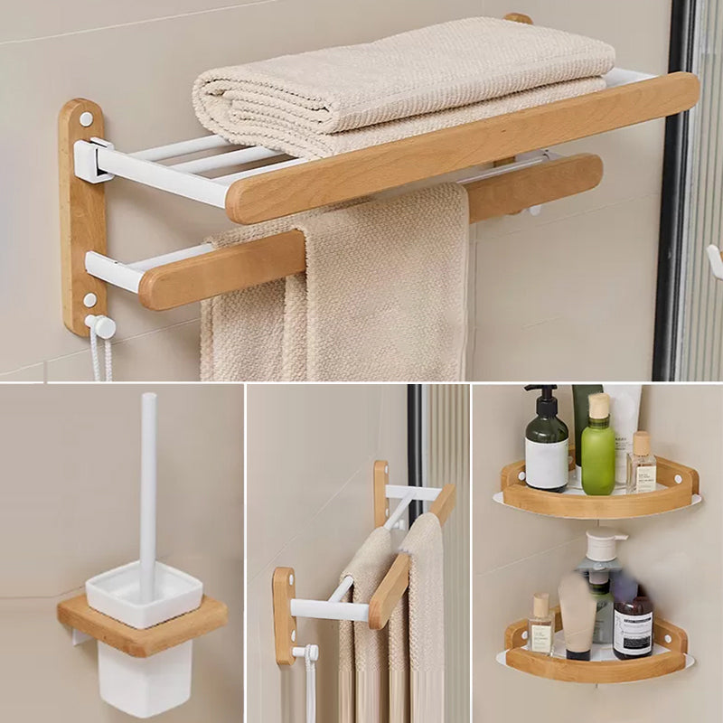 Modern Natural Bathroom Accessory As Individual Or As a Set in Solid Wood Natural 5-Piece Set (Towel Bar) Clearhalo 'Bathroom Hardware Sets' 'Bathroom Hardware' 'Bathroom Remodel & Bathroom Fixtures' 'bathroom_hardware_sets' 'Home Improvement' 'home_improvement' 'home_improvement_bathroom_hardware_sets' 6897439