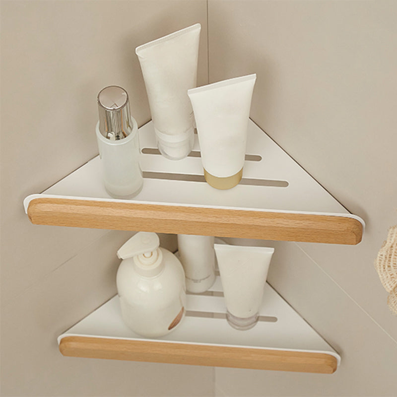 White Bathroom Set Solid Wood & Aluminum Bathroom Accessory as Individual or as a Set 2-Piece Set (Triangular Bath Shelf) Clearhalo 'Bathroom Hardware Sets' 'Bathroom Hardware' 'Bathroom Remodel & Bathroom Fixtures' 'bathroom_hardware_sets' 'Home Improvement' 'home_improvement' 'home_improvement_bathroom_hardware_sets' 6897452