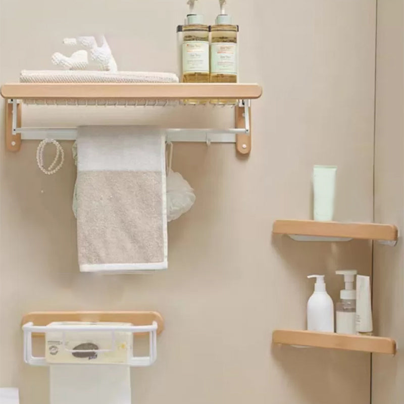 White Bathroom Set Solid Wood & Aluminum Bathroom Accessory as Individual or as a Set Net Basket Set Of 4 (Toilet Paper Holder) Clearhalo 'Bathroom Hardware Sets' 'Bathroom Hardware' 'Bathroom Remodel & Bathroom Fixtures' 'bathroom_hardware_sets' 'Home Improvement' 'home_improvement' 'home_improvement_bathroom_hardware_sets' 6897483