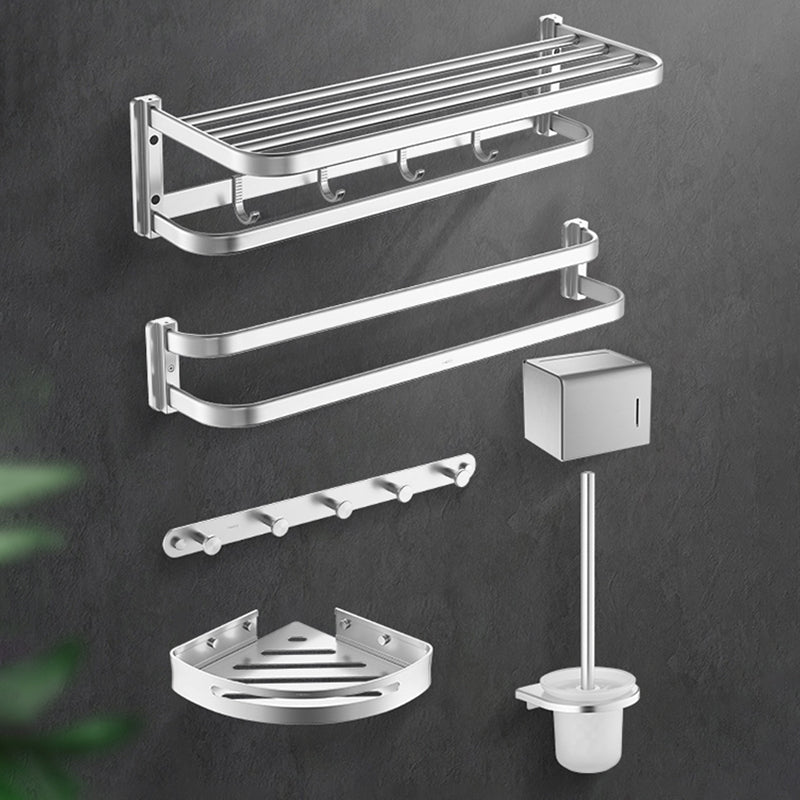 Silver Bathroom Hardware Set Modern Bathroom Accessory as Individual or as A Set Clearhalo 'Bathroom Hardware Sets' 'Bathroom Hardware' 'Bathroom Remodel & Bathroom Fixtures' 'bathroom_hardware_sets' 'Home Improvement' 'home_improvement' 'home_improvement_bathroom_hardware_sets' 6897792