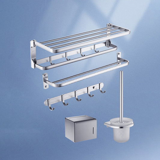 Silver Bathroom Hardware Set Modern Bathroom Accessory as Individual or as A Set Clearhalo 'Bathroom Hardware Sets' 'Bathroom Hardware' 'Bathroom Remodel & Bathroom Fixtures' 'bathroom_hardware_sets' 'Home Improvement' 'home_improvement' 'home_improvement_bathroom_hardware_sets' 6897795