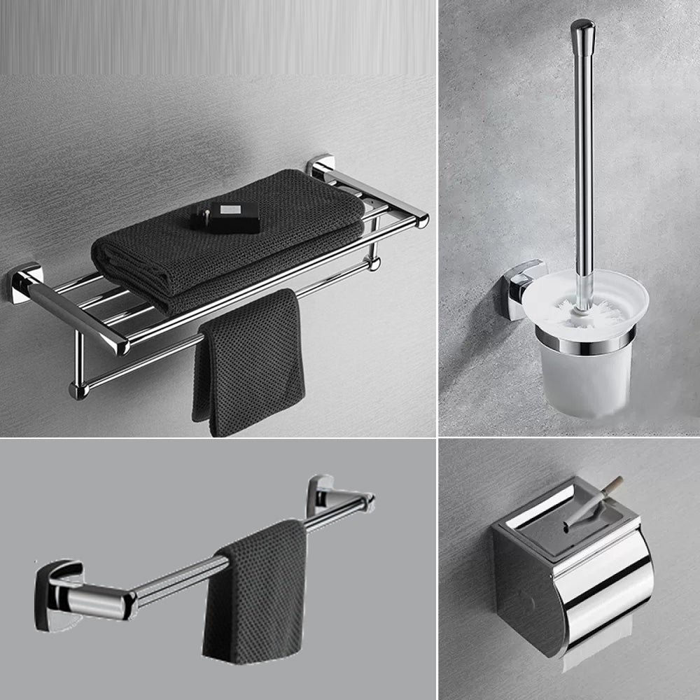 Chrome Brass Modernism Bathroom Accessory as Individual or as a Set 4-Piece Set Clearhalo 'Bathroom Hardware Sets' 'Bathroom Hardware' 'Bathroom Remodel & Bathroom Fixtures' 'bathroom_hardware_sets' 'Home Improvement' 'home_improvement' 'home_improvement_bathroom_hardware_sets' 6897825