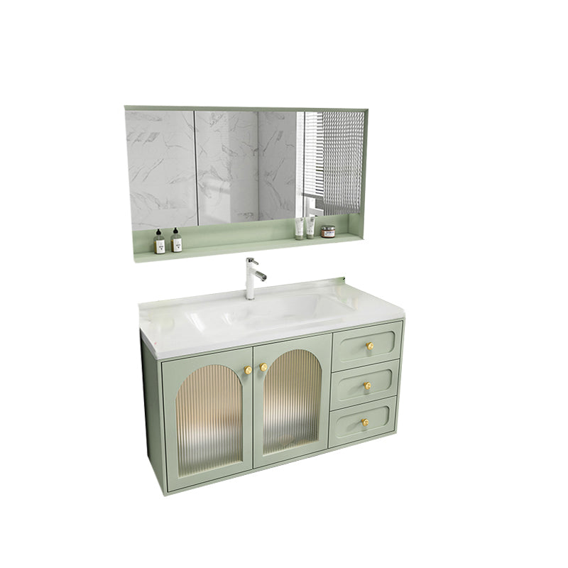 Scratch Resistant Vanity Mirror 2 Doors Drawers Single Sink Wall-Mounted Bath Vanity Clearhalo 'Bathroom Remodel & Bathroom Fixtures' 'Bathroom Vanities' 'bathroom_vanities' 'Home Improvement' 'home_improvement' 'home_improvement_bathroom_vanities' 6897842