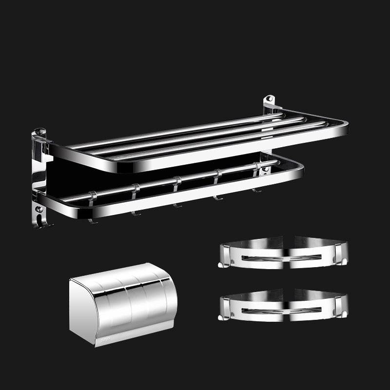 Classic Polished Chrome Bathroom Accessory Set Towel Bar/Paper Holder/Robe Hook Included Horizontal with Hook 4-Piece Set (Toilet Paper Holder) Clearhalo 'Bathroom Hardware Sets' 'Bathroom Hardware' 'Bathroom Remodel & Bathroom Fixtures' 'bathroom_hardware_sets' 'Home Improvement' 'home_improvement' 'home_improvement_bathroom_hardware_sets' 6908078