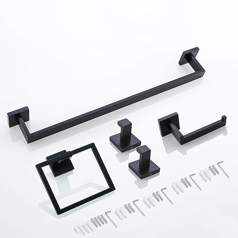 7-Piece Bath Hardware Set in Stainless Steel with Paper Holder/Robe Hooks/Towel Ring Bar Clearhalo 'Bathroom Hardware Sets' 'Bathroom Hardware' 'Bathroom Remodel & Bathroom Fixtures' 'bathroom_hardware_sets' 'Home Improvement' 'home_improvement' 'home_improvement_bathroom_hardware_sets' 6908117