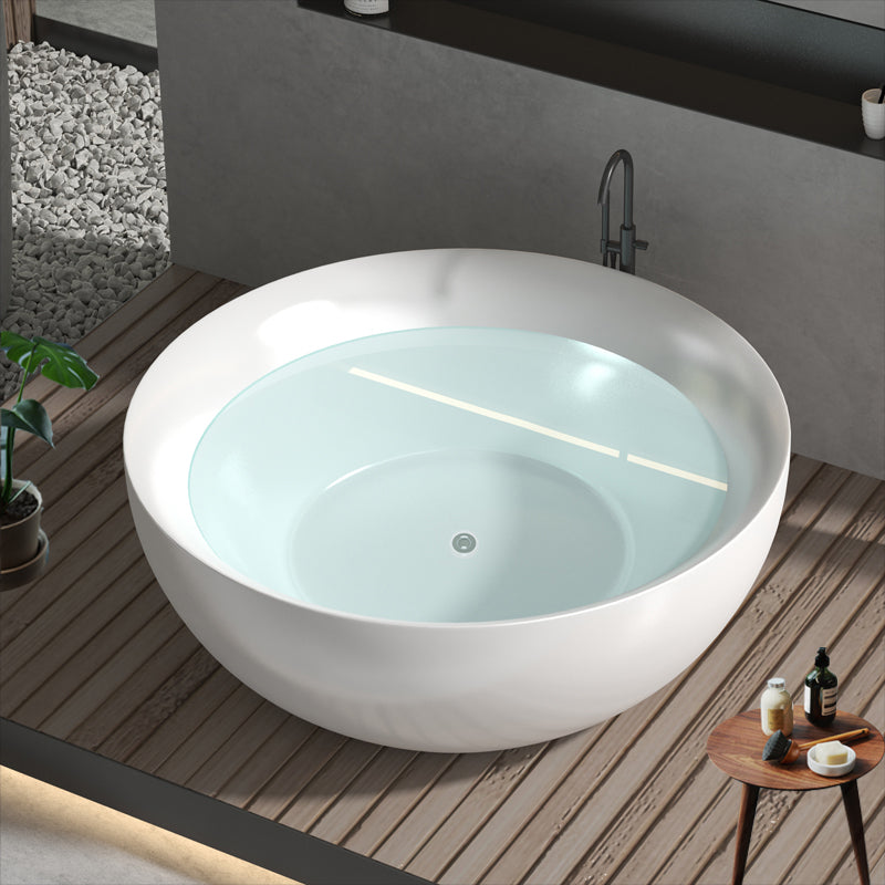 Round Soaking Stand Alone Bathtub Antique Finish Back to Wall Bath Tub 63"L x 63"W x 26"H Clearhalo 'Bathroom Remodel & Bathroom Fixtures' 'Bathtubs' 'Home Improvement' 'home_improvement' 'home_improvement_bathtubs' 'Showers & Bathtubs' 6908166