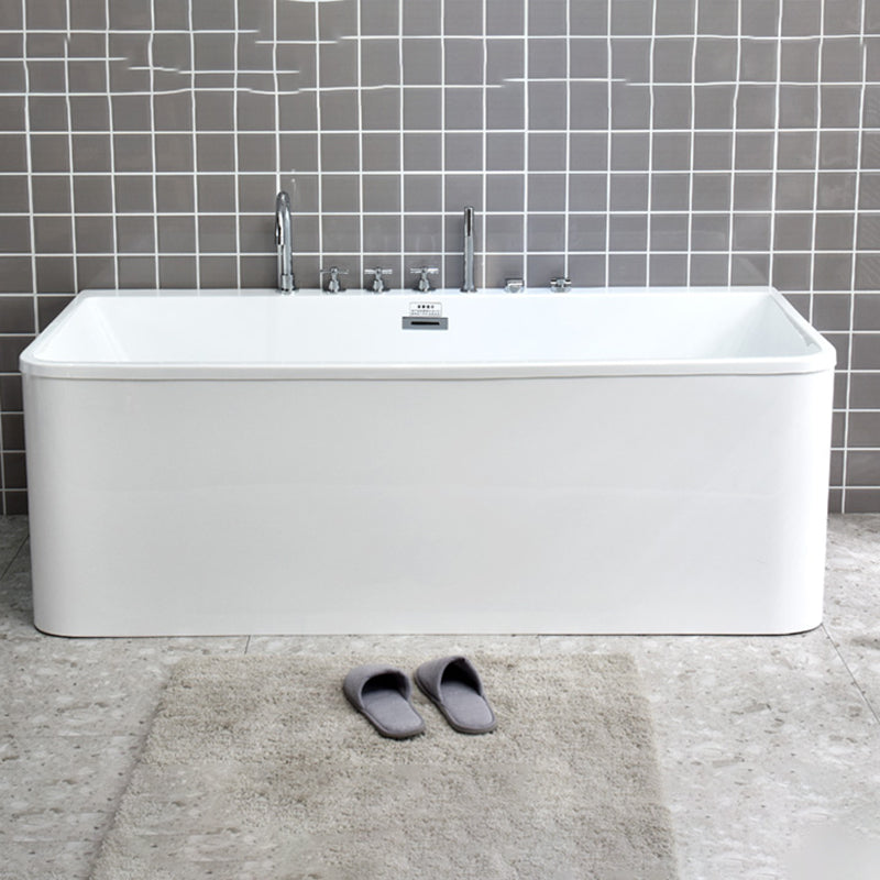Acrylic Rectangular Bathtub Soaking White Bathtub , 22.83-inch Tall 51"L x 28"W x 23"H Tub with Silver 5-Piece Set Clearhalo 'Bathroom Remodel & Bathroom Fixtures' 'Bathtubs' 'Home Improvement' 'home_improvement' 'home_improvement_bathtubs' 'Showers & Bathtubs' 6908301