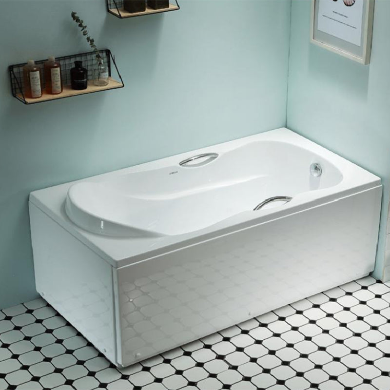Freestanding Acrylic Bathtub Soaking White Square Modern Back to Wall Bathtub 59"L x 31"W x 24"H Right Tub Clearhalo 'Bathroom Remodel & Bathroom Fixtures' 'Bathtubs' 'Home Improvement' 'home_improvement' 'home_improvement_bathtubs' 'Showers & Bathtubs' 6908322