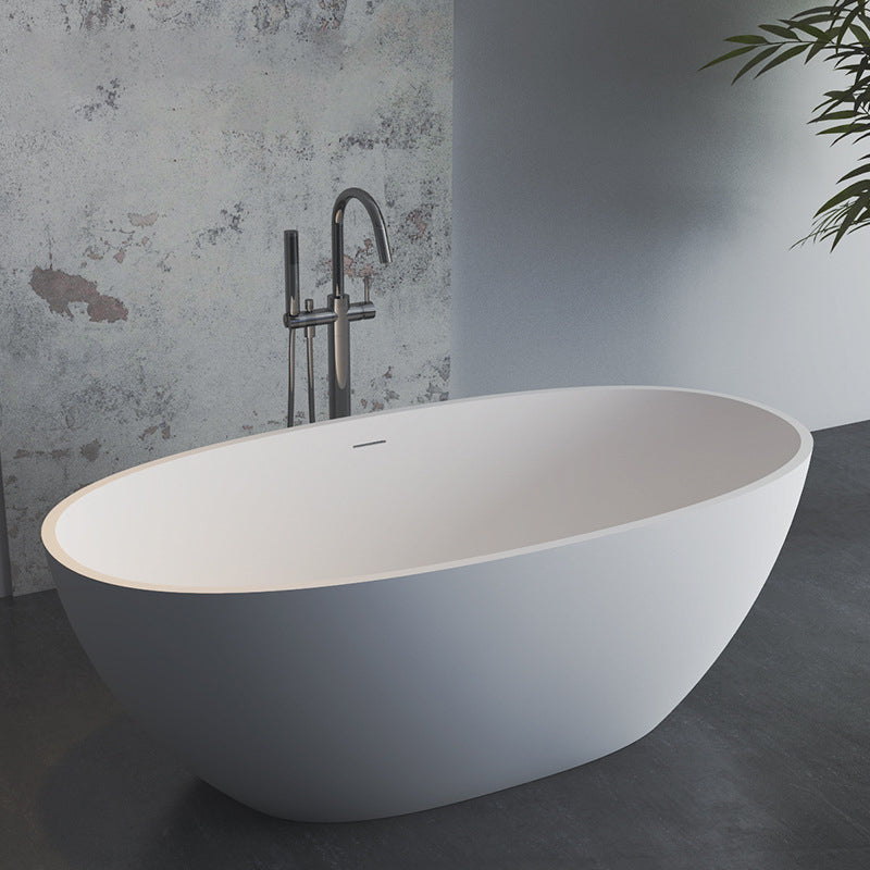 Stone Soaking Bathtub Antique Finish Back to Wall Oval Bath Tub White 71"L x 35"W x 22"H Clearhalo 'Bathroom Remodel & Bathroom Fixtures' 'Bathtubs' 'Home Improvement' 'home_improvement' 'home_improvement_bathtubs' 'Showers & Bathtubs' 6908351