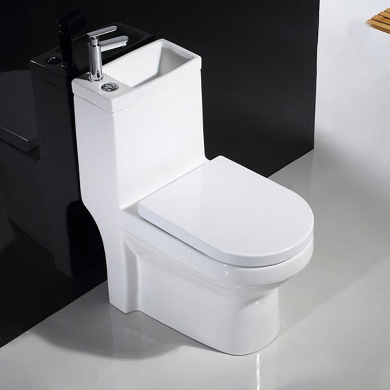 Modern Toilet Bowl Floor Mounted Porcelain All-In-One Flush Toilet Cold Water Dispensor ( eft) Clearhalo 'Bathroom Remodel & Bathroom Fixtures' 'Home Improvement' 'home_improvement' 'home_improvement_toilets' 'Toilets & Bidets' 'Toilets' 6908729