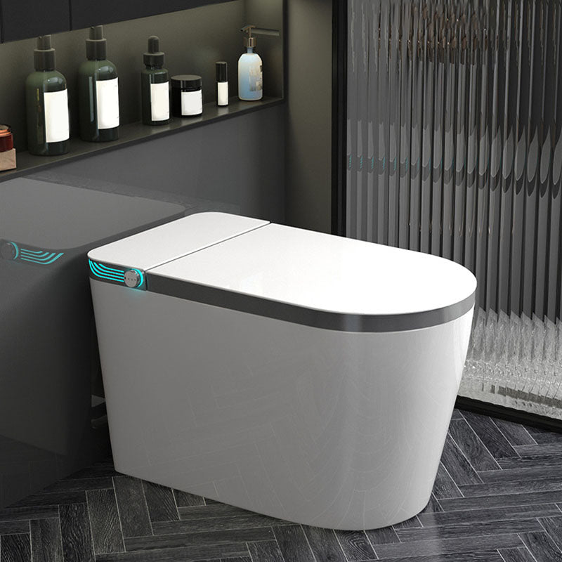 Contemporary Flush Toilet Floor Mounted One-Piece Toilet ABS Toilet Bowl White Gray Clearhalo 'Bathroom Remodel & Bathroom Fixtures' 'Home Improvement' 'home_improvement' 'home_improvement_toilets' 'Toilets & Bidets' 'Toilets' 6908789