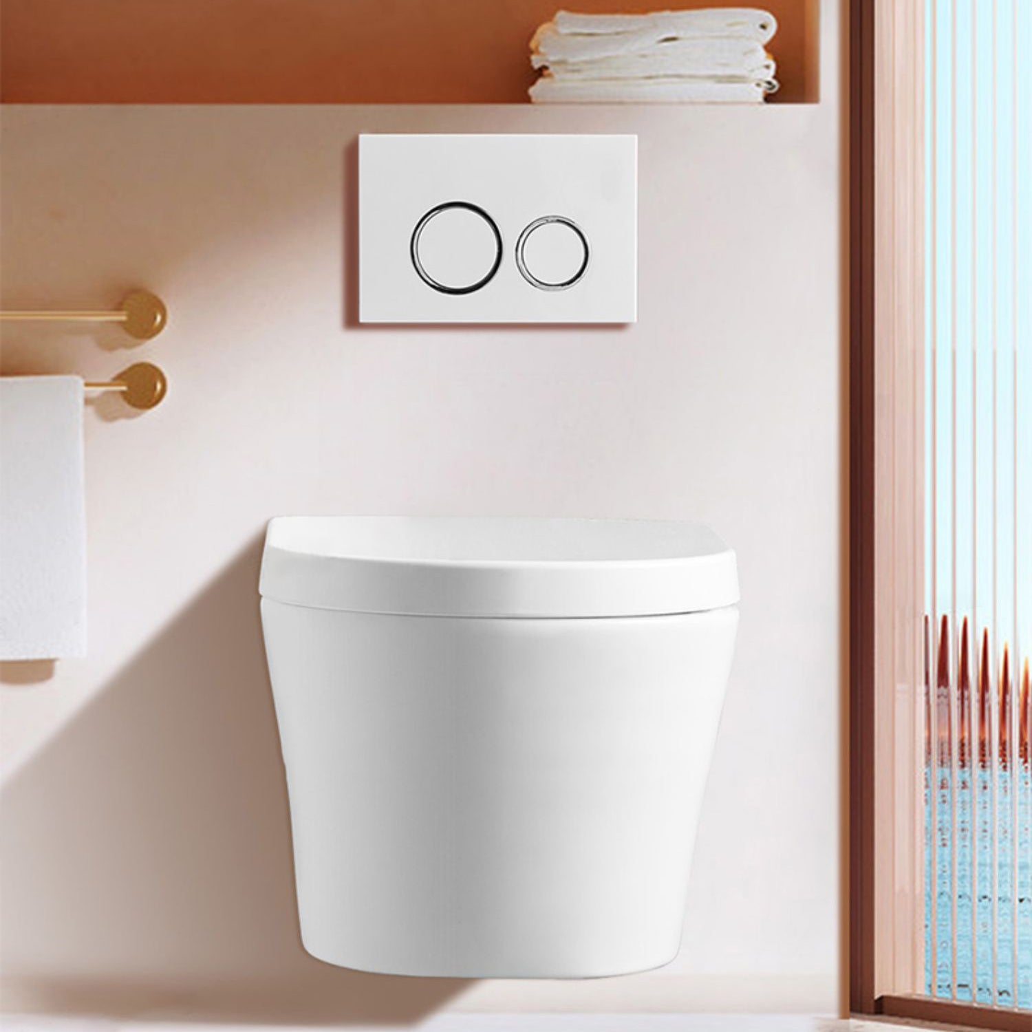 Contemporary Toilet Bowl One Piece Toilet Wall Mount Porcelain Flush Toilet Clearhalo 'Bathroom Remodel & Bathroom Fixtures' 'Home Improvement' 'home_improvement' 'home_improvement_toilets' 'Toilets & Bidets' 'Toilets' 6908811