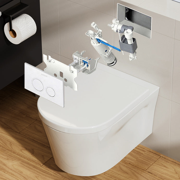 Contemporary Toilet Bowl One Piece Toilet Wall Mount Porcelain Flush Toilet Clearhalo 'Bathroom Remodel & Bathroom Fixtures' 'Home Improvement' 'home_improvement' 'home_improvement_toilets' 'Toilets & Bidets' 'Toilets' 6908813