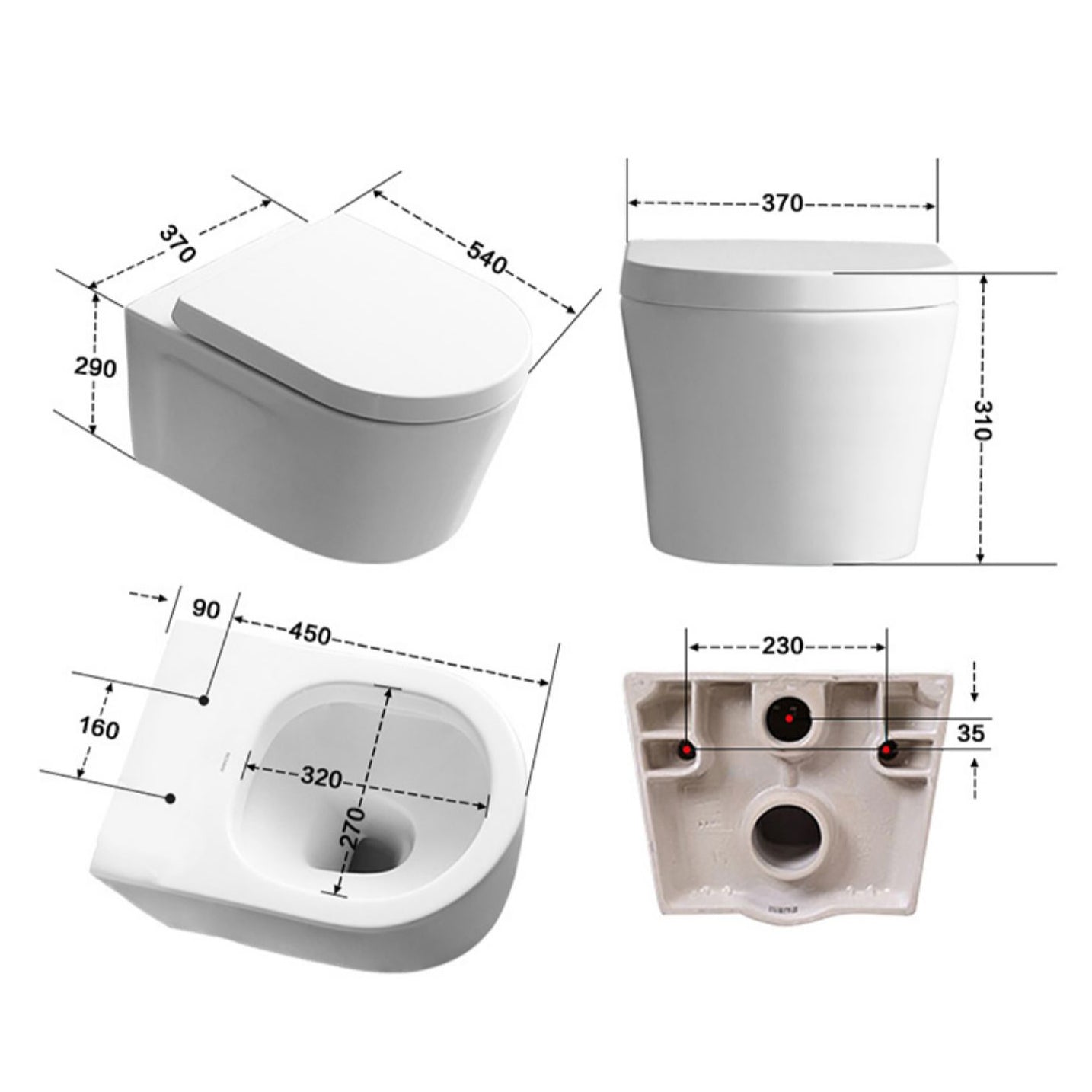 Contemporary Toilet Bowl One Piece Toilet Wall Mount Porcelain Flush Toilet Clearhalo 'Bathroom Remodel & Bathroom Fixtures' 'Home Improvement' 'home_improvement' 'home_improvement_toilets' 'Toilets & Bidets' 'Toilets' 6908819