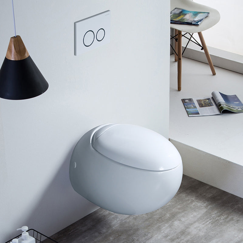 Contemporary Flush Toilet Round One Piece Toilet Wall Mount Porcelain Toilet Clearhalo 'Bathroom Remodel & Bathroom Fixtures' 'Home Improvement' 'home_improvement' 'home_improvement_toilets' 'Toilets & Bidets' 'Toilets' 6908846