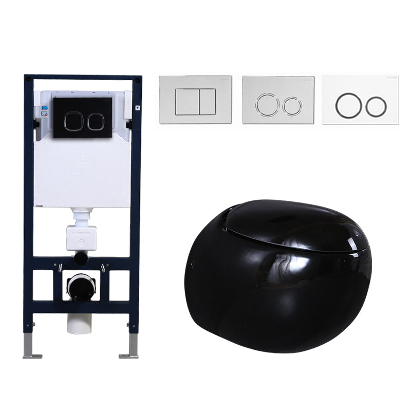 Contemporary Flush Toilet Round One Piece Toilet Wall Mount Porcelain Toilet Black Toilet with Tanker Clearhalo 'Bathroom Remodel & Bathroom Fixtures' 'Home Improvement' 'home_improvement' 'home_improvement_toilets' 'Toilets & Bidets' 'Toilets' 6908847