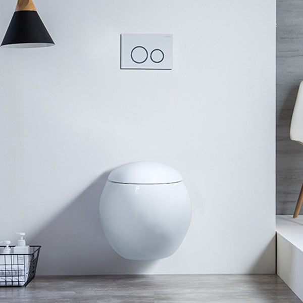 Contemporary Flush Toilet Round One Piece Toilet Wall Mount Porcelain Toilet Clearhalo 'Bathroom Remodel & Bathroom Fixtures' 'Home Improvement' 'home_improvement' 'home_improvement_toilets' 'Toilets & Bidets' 'Toilets' 6908850