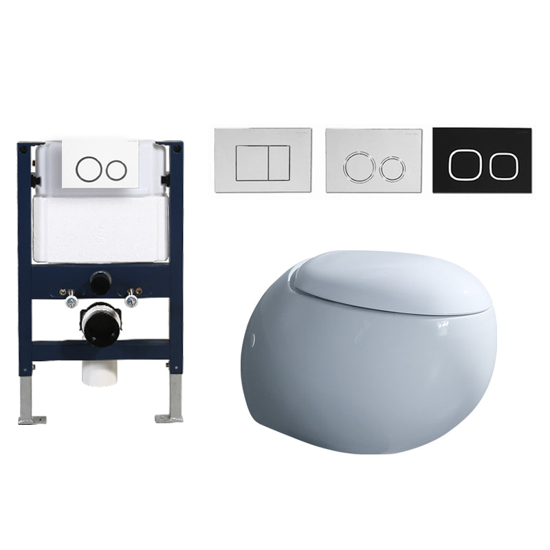 Contemporary Flush Toilet Round One Piece Toilet Wall Mount Porcelain Toilet White Toilet with Low Tanker Clearhalo 'Bathroom Remodel & Bathroom Fixtures' 'Home Improvement' 'home_improvement' 'home_improvement_toilets' 'Toilets & Bidets' 'Toilets' 6908855