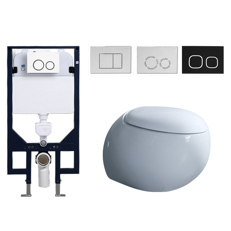 Contemporary Flush Toilet Round One Piece Toilet Wall Mount Porcelain Toilet White Toilet & Thin Tanker Clearhalo 'Bathroom Remodel & Bathroom Fixtures' 'Home Improvement' 'home_improvement' 'home_improvement_toilets' 'Toilets & Bidets' 'Toilets' 6908856