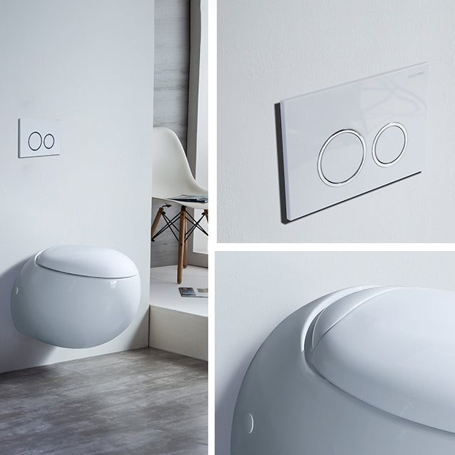 Contemporary Flush Toilet Round One Piece Toilet Wall Mount Porcelain Toilet Clearhalo 'Bathroom Remodel & Bathroom Fixtures' 'Home Improvement' 'home_improvement' 'home_improvement_toilets' 'Toilets & Bidets' 'Toilets' 6908860