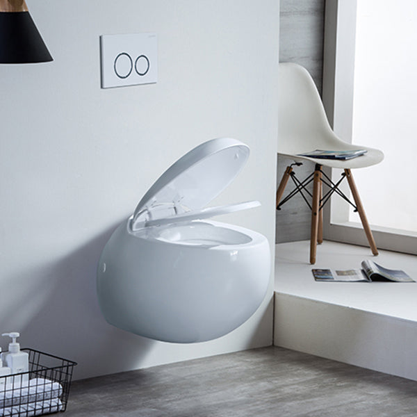 Contemporary Flush Toilet Round One Piece Toilet Wall Mount Porcelain Toilet Clearhalo 'Bathroom Remodel & Bathroom Fixtures' 'Home Improvement' 'home_improvement' 'home_improvement_toilets' 'Toilets & Bidets' 'Toilets' 6908863