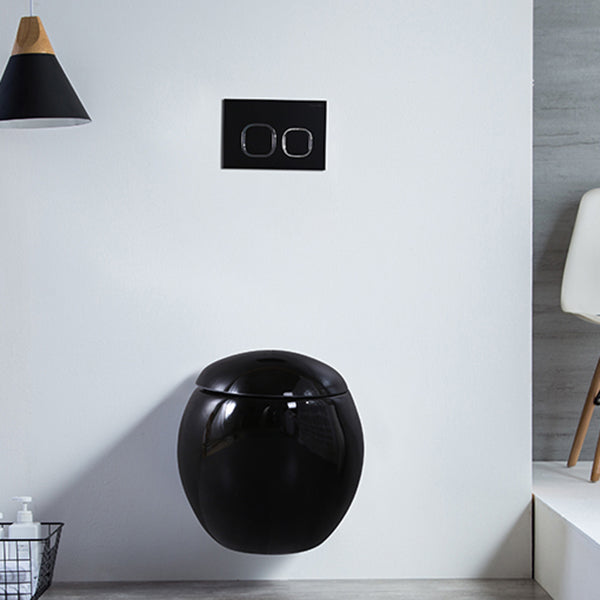 Contemporary Flush Toilet Round One Piece Toilet Wall Mount Porcelain Toilet Clearhalo 'Bathroom Remodel & Bathroom Fixtures' 'Home Improvement' 'home_improvement' 'home_improvement_toilets' 'Toilets & Bidets' 'Toilets' 6908864