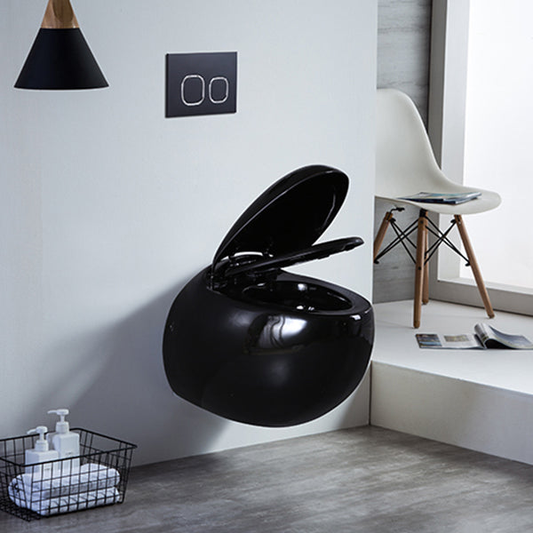 Contemporary Flush Toilet Round One Piece Toilet Wall Mount Porcelain Toilet Clearhalo 'Bathroom Remodel & Bathroom Fixtures' 'Home Improvement' 'home_improvement' 'home_improvement_toilets' 'Toilets & Bidets' 'Toilets' 6908865