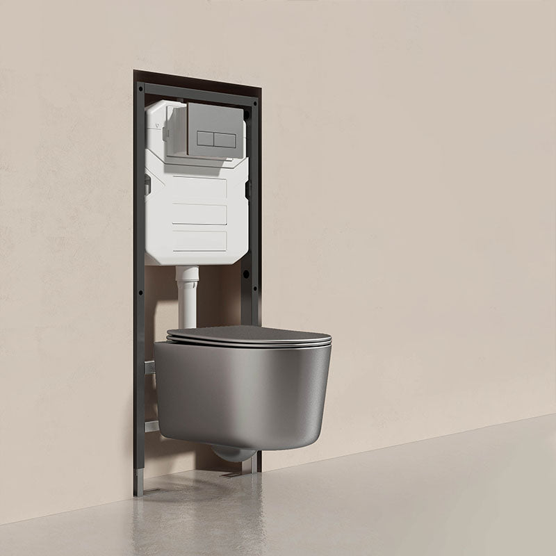 Modern Toilet Bowl Wall Mount Porcelain All-In-One Flush Toilet Grey Toilet with High Tanker Clearhalo 'Bathroom Remodel & Bathroom Fixtures' 'Home Improvement' 'home_improvement' 'home_improvement_toilets' 'Toilets & Bidets' 'Toilets' 6908871