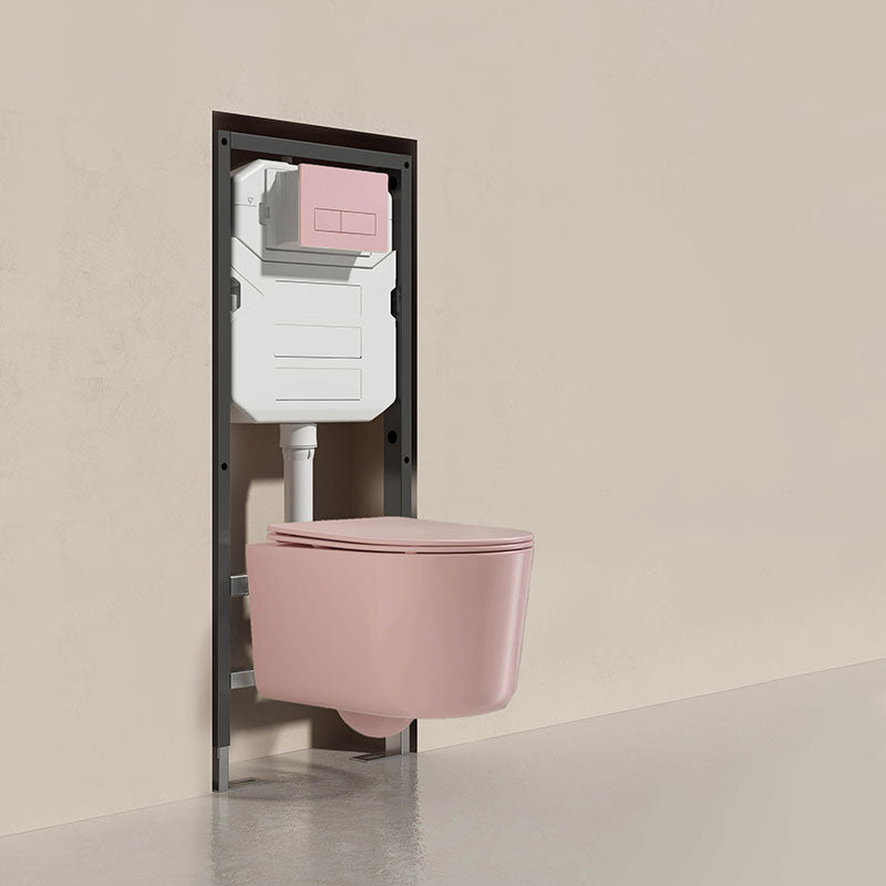 Modern Toilet Bowl Wall Mount Porcelain All-In-One Flush Toilet Pink Toilet with High Tanker Clearhalo 'Bathroom Remodel & Bathroom Fixtures' 'Home Improvement' 'home_improvement' 'home_improvement_toilets' 'Toilets & Bidets' 'Toilets' 6908872