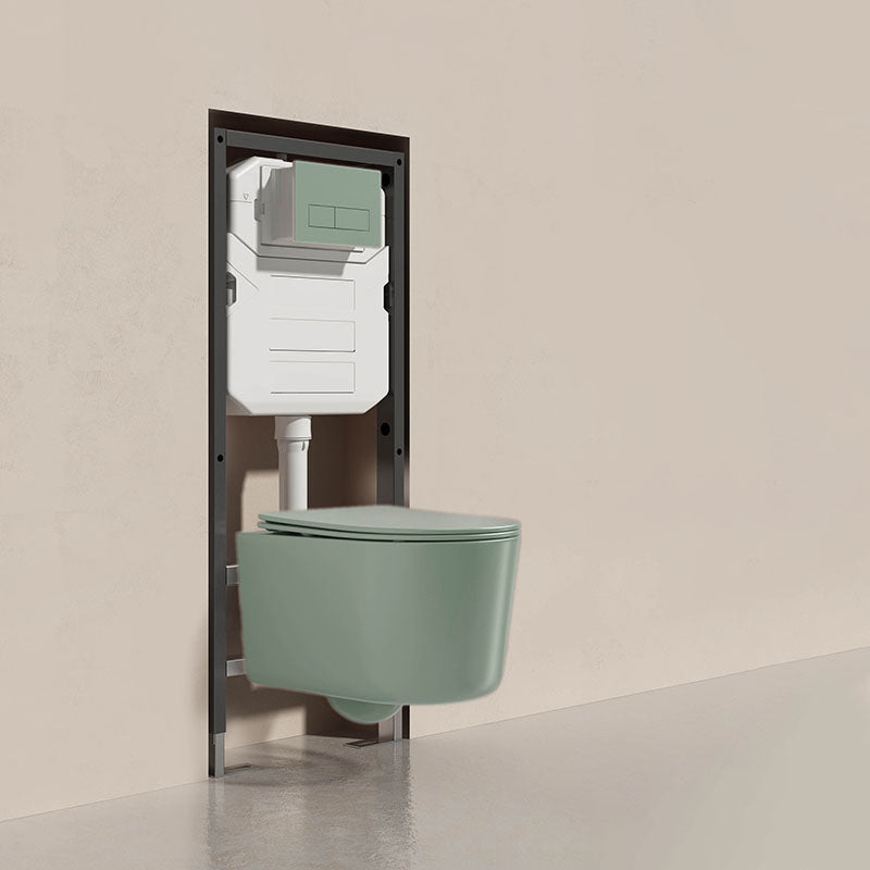 Modern Toilet Bowl Wall Mount Porcelain All-In-One Flush Toilet Green Toilet with High Tanker Clearhalo 'Bathroom Remodel & Bathroom Fixtures' 'Home Improvement' 'home_improvement' 'home_improvement_toilets' 'Toilets & Bidets' 'Toilets' 6908874