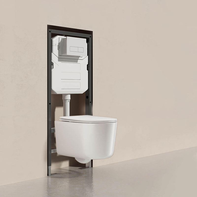 Modern Toilet Bowl Wall Mount Porcelain All-In-One Flush Toilet White Toilet with High Tanker Clearhalo 'Bathroom Remodel & Bathroom Fixtures' 'Home Improvement' 'home_improvement' 'home_improvement_toilets' 'Toilets & Bidets' 'Toilets' 6908876
