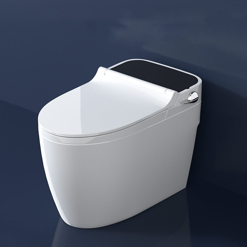 Contemporary Flush Toilet Floor Mounted One-Piece Toilet Porcelain Toilet Bowl 15"L x 27"W x 20"H Black/ White Clearhalo 'Bathroom Remodel & Bathroom Fixtures' 'Home Improvement' 'home_improvement' 'home_improvement_toilets' 'Toilets & Bidets' 'Toilets' 6908897