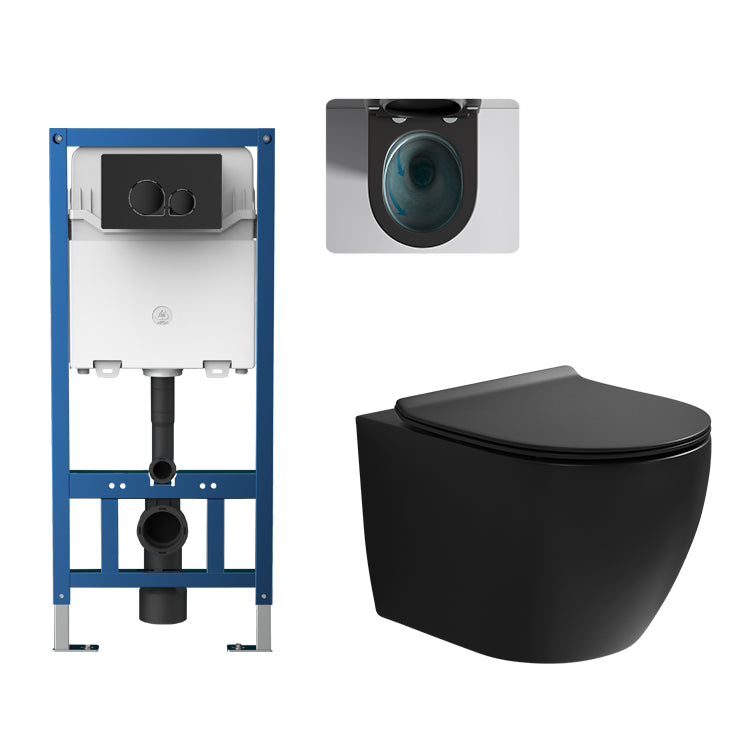 Contemporary Flush Toilet One Piece Toilet Wall Mount Porcelain Urine Toilet Black Toilet with High Tanker Clearhalo 'Bathroom Remodel & Bathroom Fixtures' 'Home Improvement' 'home_improvement' 'home_improvement_toilets' 'Toilets & Bidets' 'Toilets' 6908974