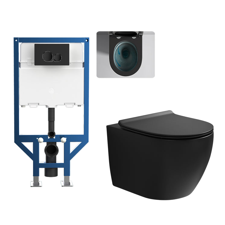 Contemporary Flush Toilet One Piece Toilet Wall Mount Porcelain Urine Toilet Black Toilet with Freestanding Tanker Clearhalo 'Bathroom Remodel & Bathroom Fixtures' 'Home Improvement' 'home_improvement' 'home_improvement_toilets' 'Toilets & Bidets' 'Toilets' 6908976