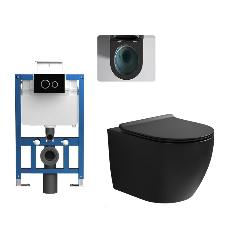 Contemporary Flush Toilet One Piece Toilet Wall Mount Porcelain Urine Toilet Black Toilet with Low Tanker Clearhalo 'Bathroom Remodel & Bathroom Fixtures' 'Home Improvement' 'home_improvement' 'home_improvement_toilets' 'Toilets & Bidets' 'Toilets' 6908977