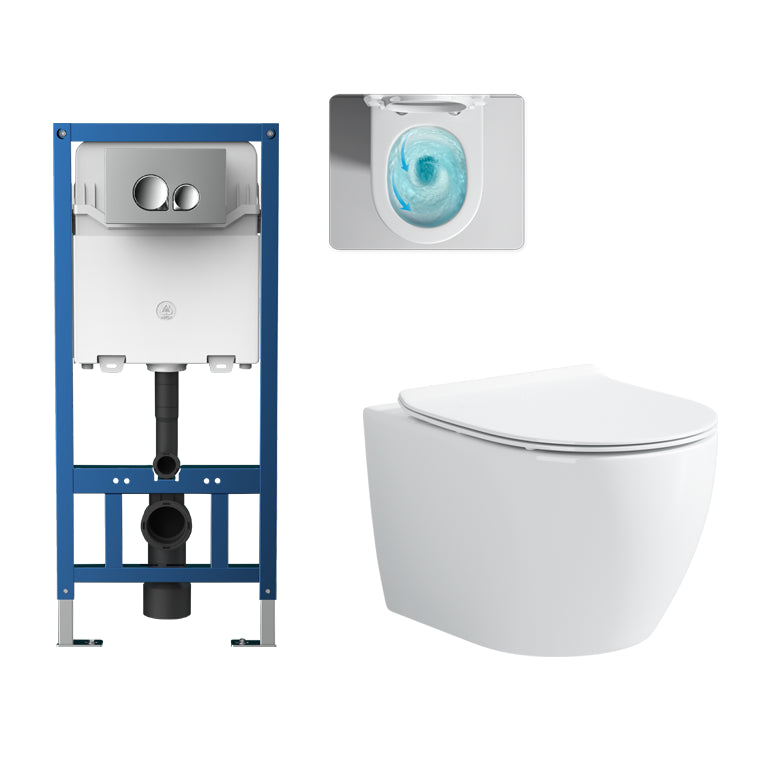Contemporary Flush Toilet One Piece Toilet Wall Mount Porcelain Urine Toilet White Toilet with High Tanker Clearhalo 'Bathroom Remodel & Bathroom Fixtures' 'Home Improvement' 'home_improvement' 'home_improvement_toilets' 'Toilets & Bidets' 'Toilets' 6908980