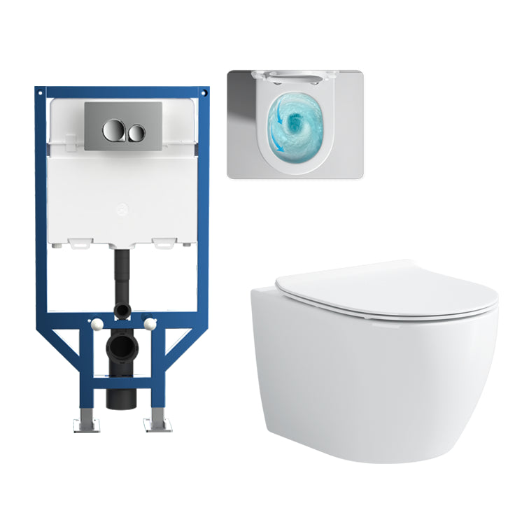 Contemporary Flush Toilet One Piece Toilet Wall Mount Porcelain Urine Toilet White Toilet with Freestanding Tanker Clearhalo 'Bathroom Remodel & Bathroom Fixtures' 'Home Improvement' 'home_improvement' 'home_improvement_toilets' 'Toilets & Bidets' 'Toilets' 6908982