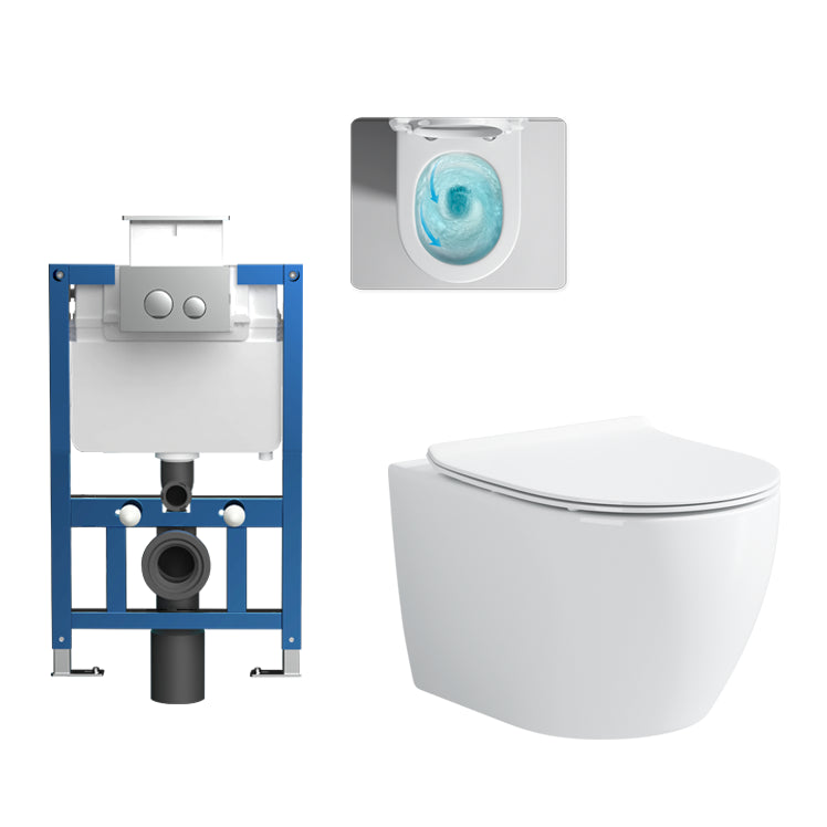 Contemporary Flush Toilet One Piece Toilet Wall Mount Porcelain Urine Toilet White Toilet with Low Tanker Clearhalo 'Bathroom Remodel & Bathroom Fixtures' 'Home Improvement' 'home_improvement' 'home_improvement_toilets' 'Toilets & Bidets' 'Toilets' 6908984