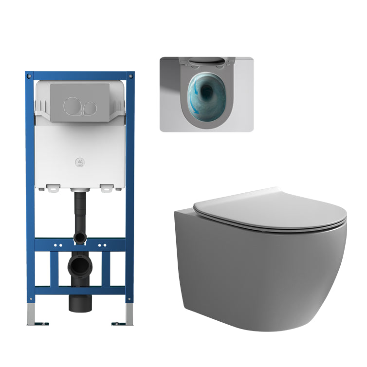 Contemporary Flush Toilet One Piece Toilet Wall Mount Porcelain Urine Toilet Grey Toilet with High Tanker Clearhalo 'Bathroom Remodel & Bathroom Fixtures' 'Home Improvement' 'home_improvement' 'home_improvement_toilets' 'Toilets & Bidets' 'Toilets' 6908985