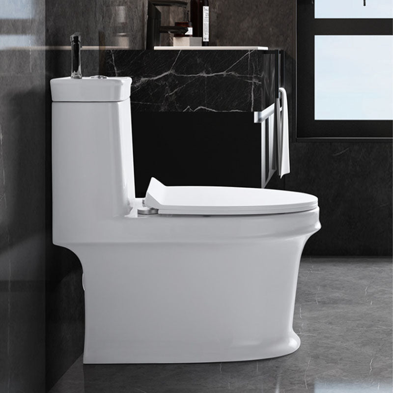 Modern Porcelain Toilet Floor Mount Siphon Jet One-Piece Toilet Flush Toilet Clearhalo 'Bathroom Remodel & Bathroom Fixtures' 'Home Improvement' 'home_improvement' 'home_improvement_toilets' 'Toilets & Bidets' 'Toilets' 6909053