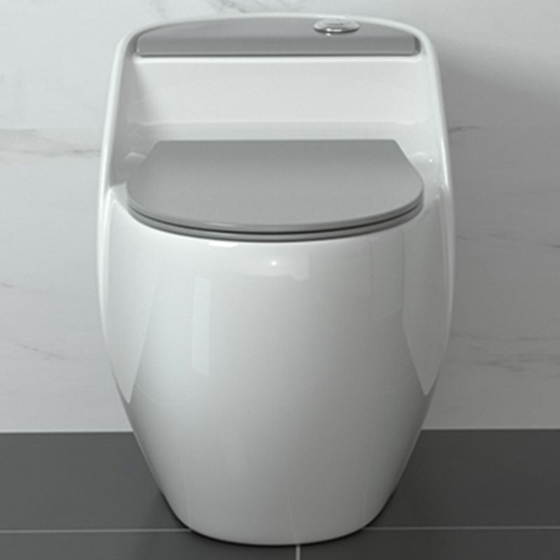 Modern Toilet Bowl Floor Mounted Porcelain Round All-In-One Flush Toilet Gray White 16" Clearhalo 'Bathroom Remodel & Bathroom Fixtures' 'Home Improvement' 'home_improvement' 'home_improvement_toilets' 'Toilets & Bidets' 'Toilets' 6909126