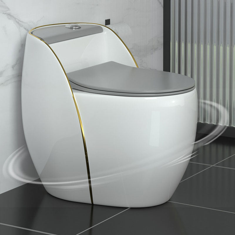 Modern Toilet Bowl Floor Mounted Porcelain Round All-In-One Flush Toilet Grey Gold 14" Clearhalo 'Bathroom Remodel & Bathroom Fixtures' 'Home Improvement' 'home_improvement' 'home_improvement_toilets' 'Toilets & Bidets' 'Toilets' 6909132